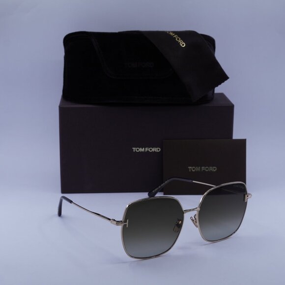 Tom Ford FT1250-K 28F Sunglasses Shiny Rose Gold Square Frame, Brown Lenses - Picture 3 of 9